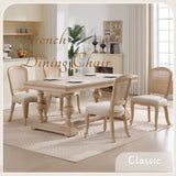 French Country Upholstered Dining Chairs Set of 2, Beige
