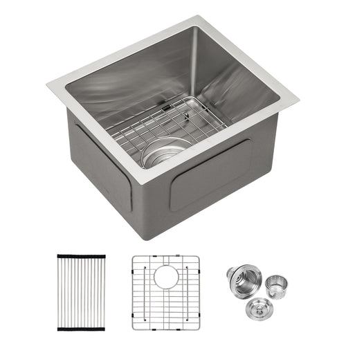 Brushed Nickel Undermount 13" Stainless Steel Kitchen Sink 16 Gauge
