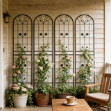 4 Pack Metal Garden Trellis 86.7" x 19.7" Rustproof Black