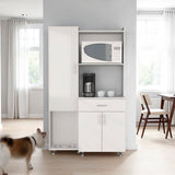 Pantry Cabinet with Microwave Storage and Pet Station