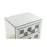 Accent Table - Mirrored With Faux Diamonds - 3 Drawers