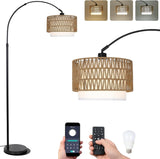 LED Arc Floor Lamp Dimmable Remote Control Boho Farmhouse