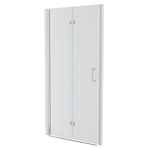 Chrome Frameless Bi-Fold Shower Door 34"W x 72"H Tempered Glass