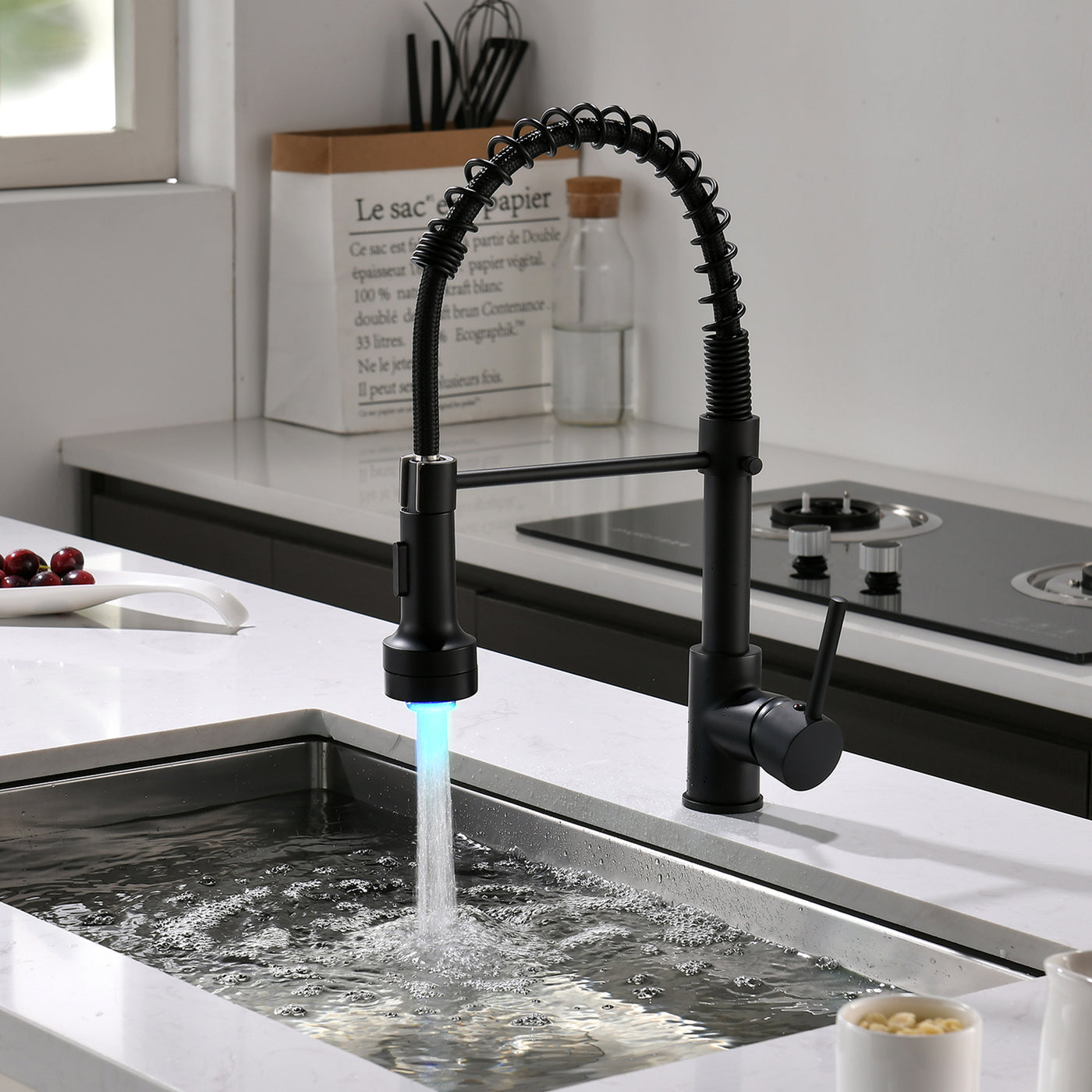 LED Commercial Kitchen Faucet Pull Down Sprayer Single Handle