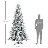 HOMCOM 9 Foot Pine Snow Flocked Artificial Christmas Tree with 616 Realistic Ced