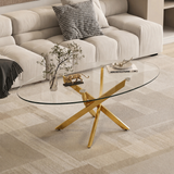 Oval Glass Dining Table Gold 39"