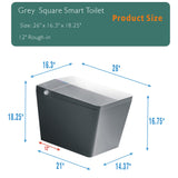 Square Smart Toilet with Built-in Tank for Bathroom, Remote Control