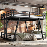 Queen Over Queen Bunk Bed Metal Frame Black Low Profile