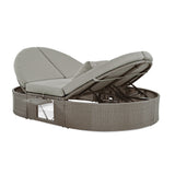Outdoor Reclining Daybed Rattan Gray 3-Position Adjustable