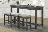 4pc Counter Height Dining Set Gray Table w USB Ports Power Outlets