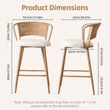 Set of 2 Metal Bar Stool Cream