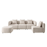 Sofa L-Shape Modular Velvet Beige 4-Seat Pocket Spring 118in