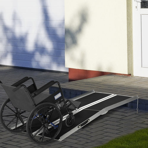 Wheelchair Ramp Aluminum 6 Ft Folding Non-Slip Side Rails 594 LB Portable
