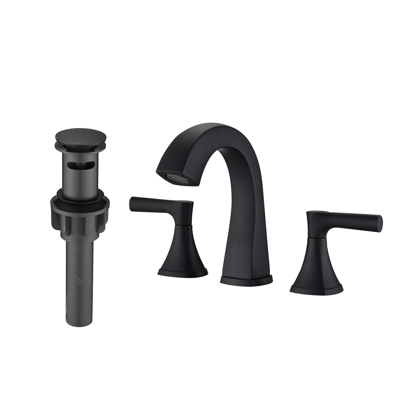 Matte Black 2 Handle 3 Hole Widespread Bathroom Sink Faucet