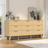 Dresser Boho Fluted Natural Wood 9-Drawer 63in