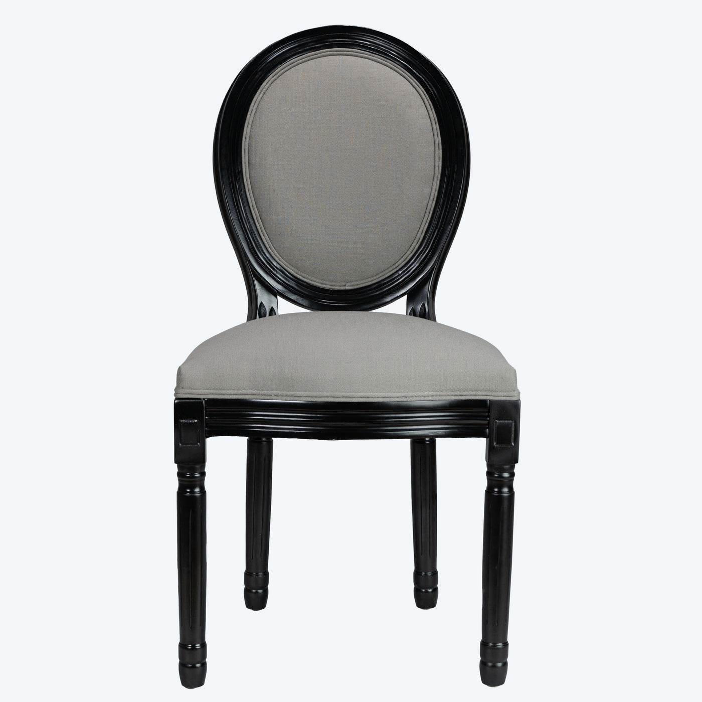 French Country Dining Chairs Set of 2 Grey Linen Upholstered