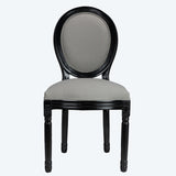 French Country Dining Chairs Set of 2 Grey Linen Upholstered
