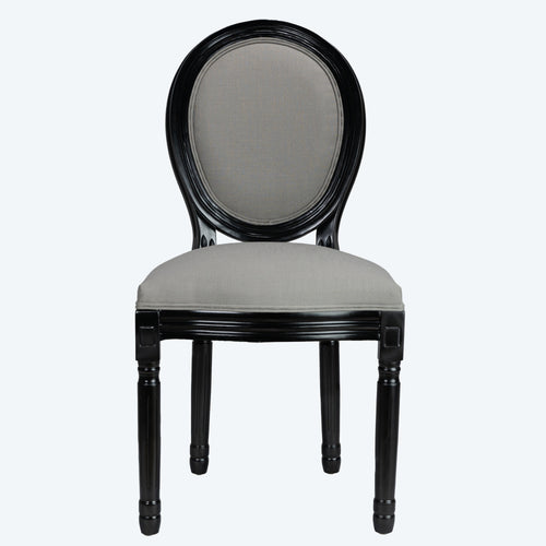 French Country Dining Chairs Set of 2 Grey Linen Upholstered