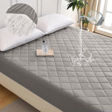 Diamond Grid Ultrasonic Waterproof Mattress Protector Queen Gray