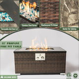 32" Propane Gas Fire Pit Table, 50000 BTU Rectangular Fire Pit