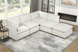 Modern Beige 5-Piece Sectional Sofa with Ottoman