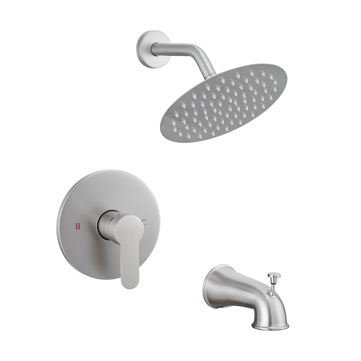 Brushed Nickel Shower Faucet Trim Kit with Round Head