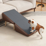 Foldable Dog Stairs Pet Ramp for Couch Bed Brown Wooden