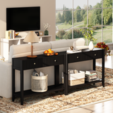 Engineered Wood Console Table with Storage Black