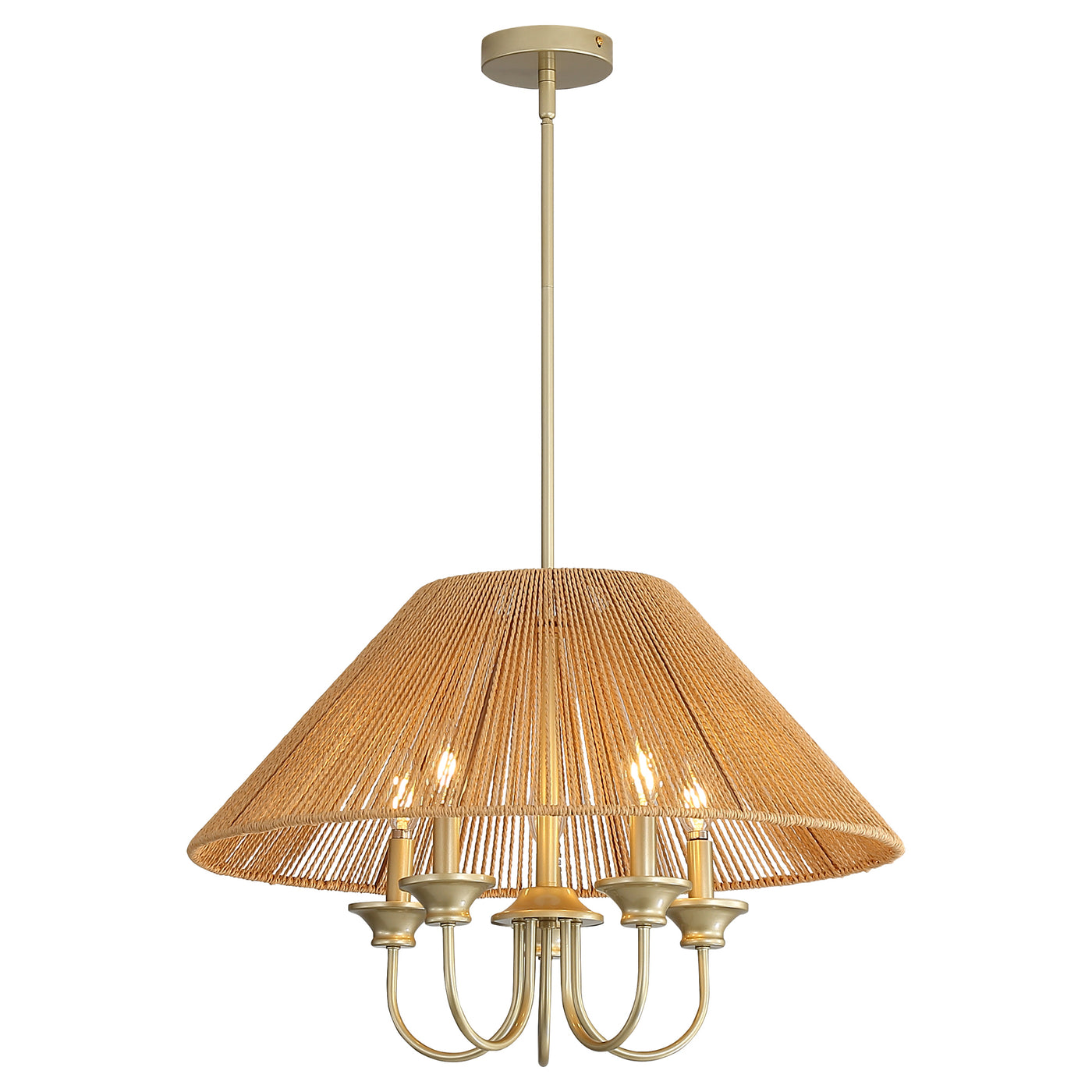 Beige Paper Rope Pendant Light, 15cm Down Rod, 12cm Canopy