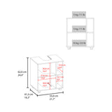 Under Sink Bathroom Cabinet with Side Shelves, White and Oak