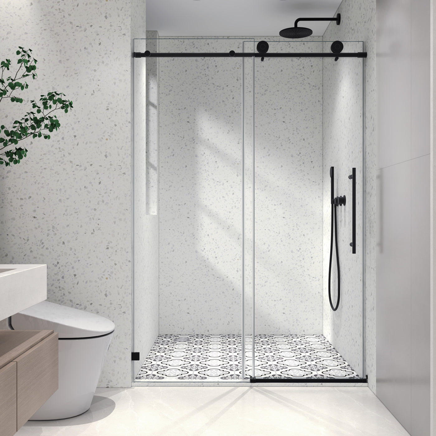 Frameless Sliding Shower Door 70MM Stainless Steel Soft Close