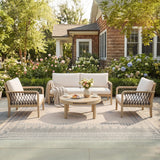4-Piece Acacia Wood Patio Furniture Conversation Set