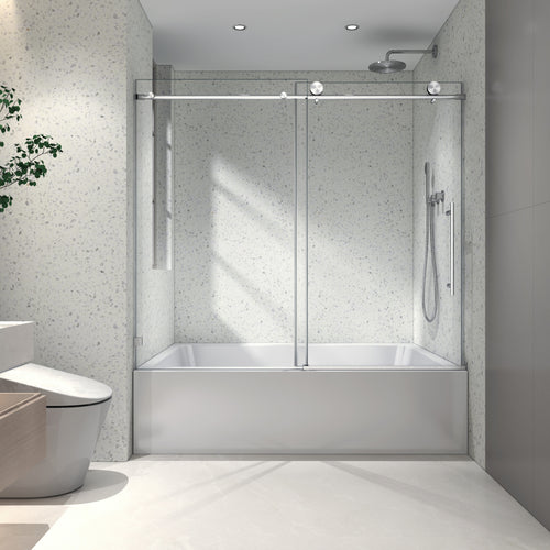 Brushed Nickel Frameless Sliding Shower Door 70MM Stainless