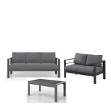 Outdoor Conversation Set 5 Seat Aluminum Gray Blue Cushion