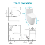Ceramic One Piece Toilet for Bathroom, 12-inch Rough-In, 1.1/1.6 GPF