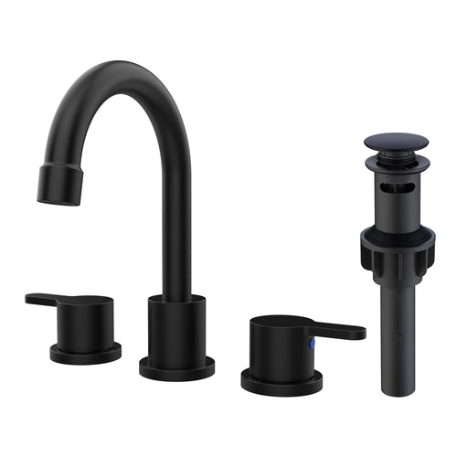 Matte Black 2 Handle 8" Widespread Bathroom Sink Faucet