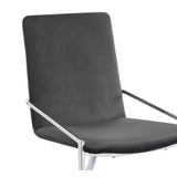 Side Chair Set of 2 - Gray Velvet - Chrome Finish - Openwork Back