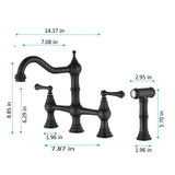 Bridge Dual Handles Kitchen Faucet With Pull-Out Side Spray in