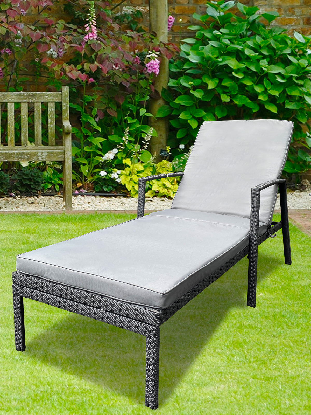 Outdoor Chaise Lounge Chair Metal Gray 75"