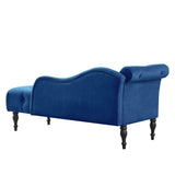 Velvet Chaise Sofa with Chaise Tufted Blue 61"