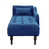 Velvet Chaise Sofa with Chaise Tufted Blue 61"