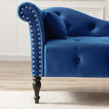 Velvet Chaise Sofa with Chaise Tufted Blue 61"