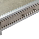Writing Desk - Silver Metal & Tempered Glass - Single Drawer