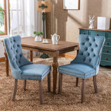 Set of 2 Velvet Dining Chair Tufted Light Blue