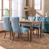 Set of 2 Velvet Dining Chair Tufted Light Blue