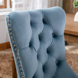 Set of 2 Velvet Dining Chair Tufted Light Blue