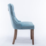 Set of 2 Velvet Dining Chair Tufted Light Blue