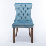 Set of 2 Velvet Dining Chair Tufted Light Blue