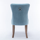 Set of 2 Velvet Dining Chair Tufted Light Blue