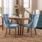 Set of 2 Velvet Dining Chair Tufted Light Blue